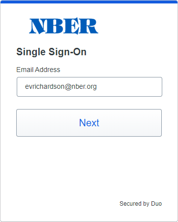 NBER Duo Single Sign On Window