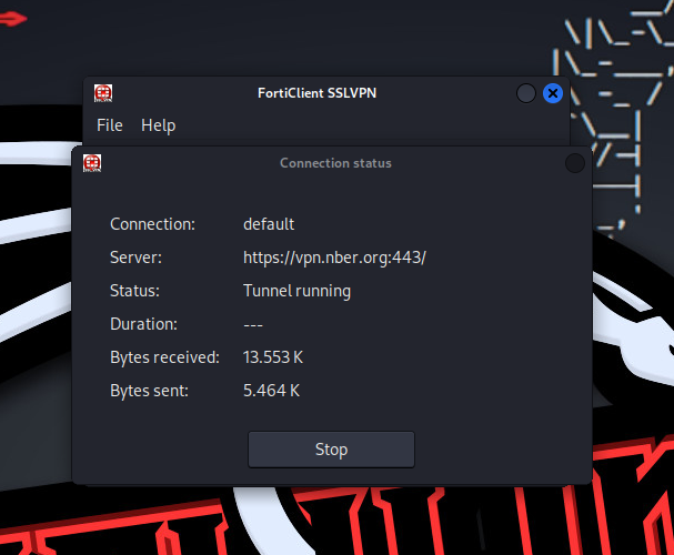 connection status window in Linux